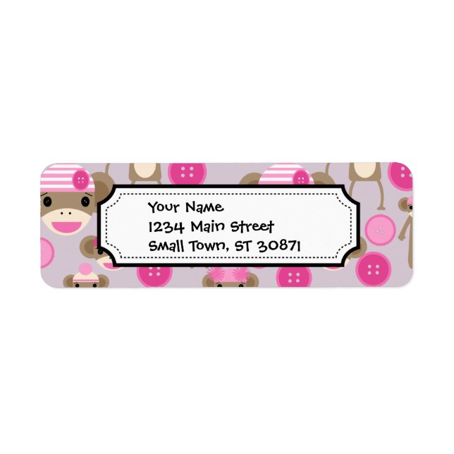 Etiqueta Colagem de Padrão de Macaco-Pica Rosa-Rosa-Bonito (Frente)