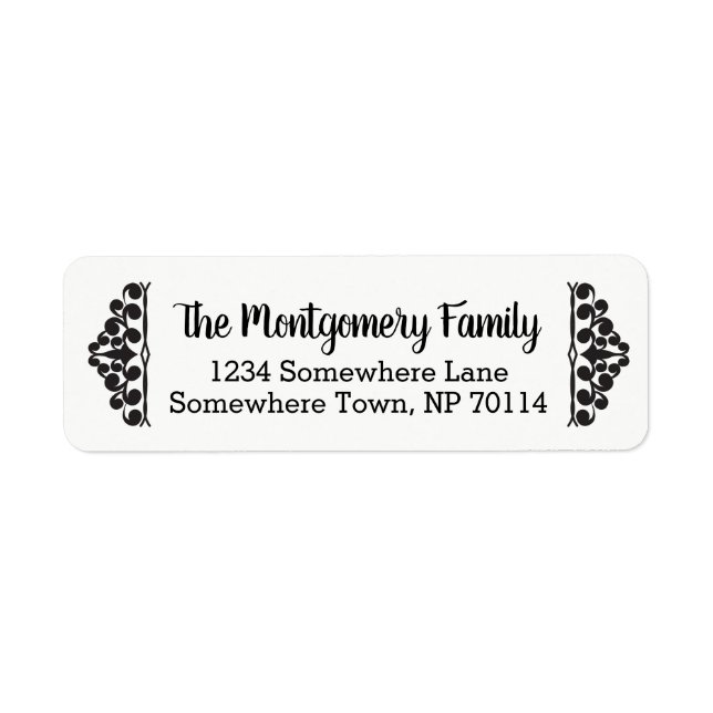 Etiqueta Colchetes e nome da família em preto clássico (Frente)