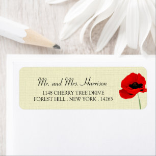 Etiqueta Coleção de Casamento Floral de Poppies de Água