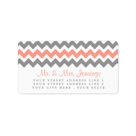 Etiqueta Coleção de Casamento Moderno Chevron - Rosa e Cinz