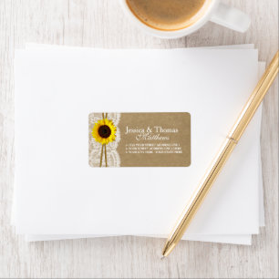 Etiqueta Coleção de Casamentos Kraft, Lace e Sunflower