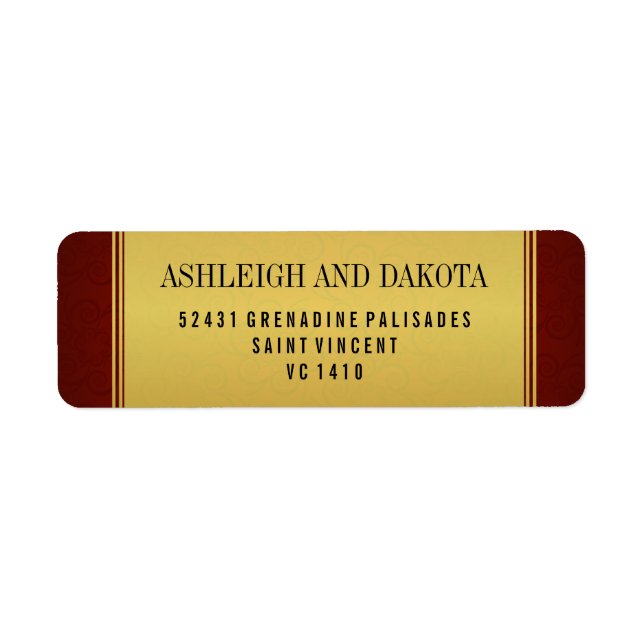 Etiqueta Coleção de Casamentos Maroon Elegante e Sobreposiç (Frente)