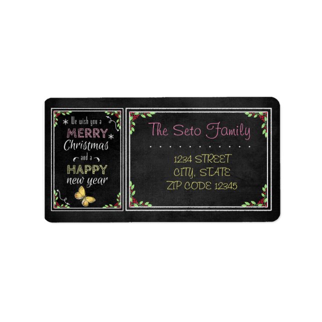 Etiqueta Coleção de Natal de Quadro Chalkboard (Frente)