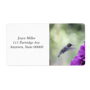 Etiqueta Colibri com dálias roxas