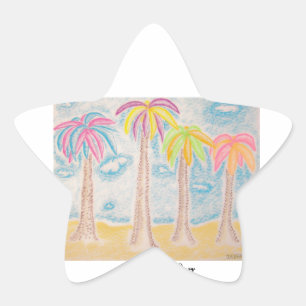 Etiqueta colorida da Palma-estrela