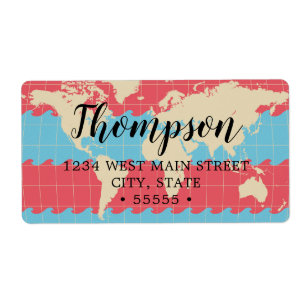 Etiqueta Colorida de Devolução do Mapa Mundial