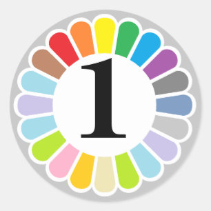 etiqueta colorida do número 1