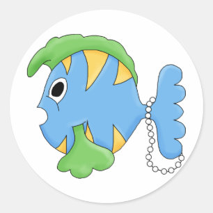 Etiqueta colorida dos peixes