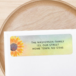 Etiqueta Colorida Watercolor Sunflower Return Address