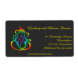Etiqueta Colorido Lord Ganesha a preto