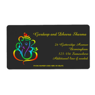 Etiqueta Colorido Lord Ganesha de preto