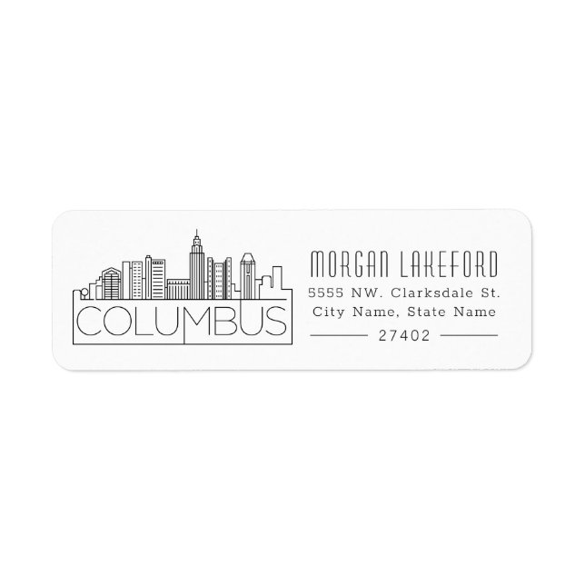 Etiqueta Columbus Stylized City Skyline | (Frente)