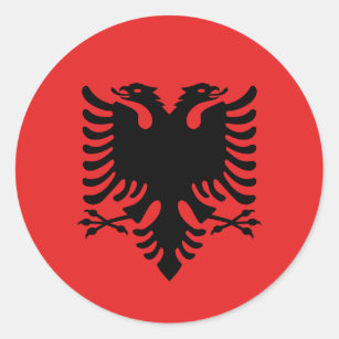 Etiqueta com a bandeira de Albânia