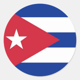 Etiqueta com a bandeira de Cuba