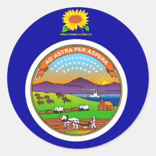 Etiqueta com a bandeira de Kansas
