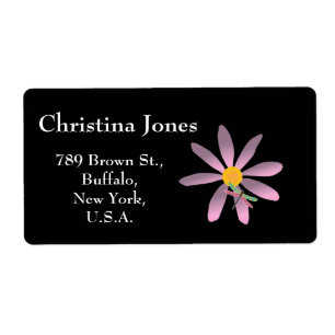 Etiqueta com Flor Rosa e Dragonfly-Sticky