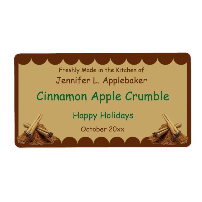 Etiqueta Comida de Borda Escalonada do Cinnamon Sticks (Frente)