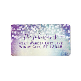 Etiqueta Confete de Casamento Roxo Água-Marinha Estrelas