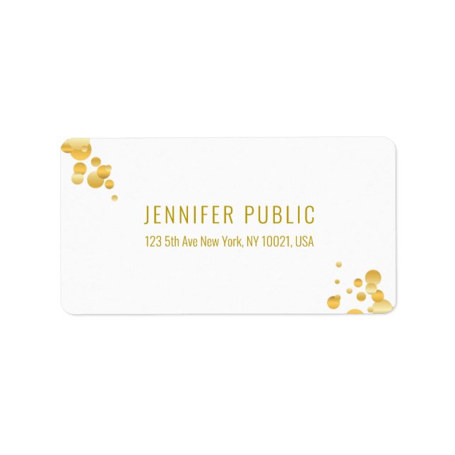 Etiqueta Confete Dourado Moderno Simples Modelo Branco Eleg (Frente)