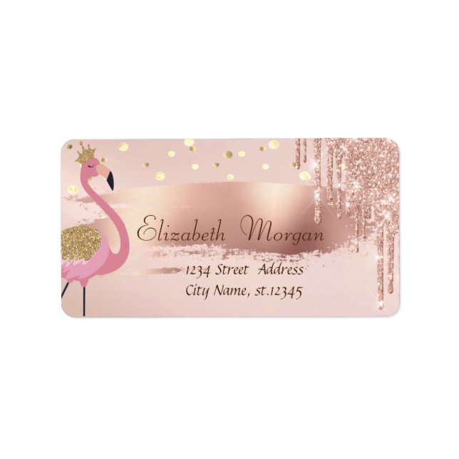 Etiqueta Confetti, Largas Douradas Rosa, Laminação do Traço (Frente)