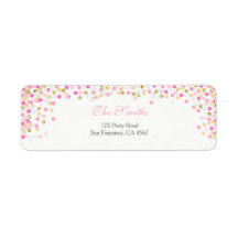 Confetti Return Address Label Rosa Dourada Girl Ba