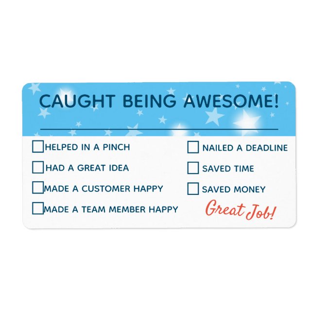 Etiqueta Conselho de reconhecimento de funcionário incrível (Frente)