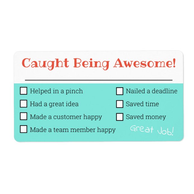 Etiqueta Conselho de reconhecimento de funcionário incrível (Frente)