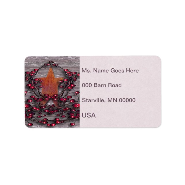 Etiqueta Conselhos de barn - Estrela enferrujada (Frente)