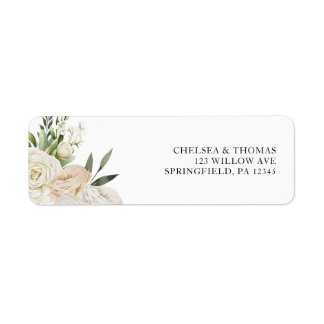 Etiqueta Convite de Casamento CHELSEA Watercolor White Bloo