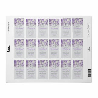Etiqueta Convite de casamento Floral Roxo Elegante com Spar