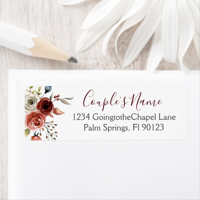 Etiqueta Convite De Casamento Floral Rustic Fall Brown (Insitu)