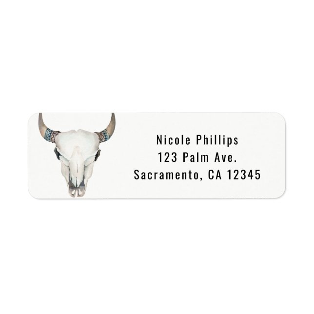 Etiqueta Convite de festa personalizado crânio de vaca Boho (Frente)