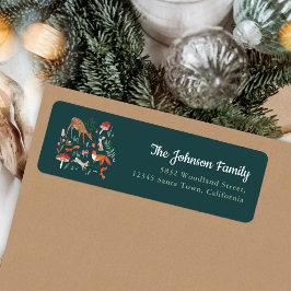 Etiqueta Convite de festas de Natal Verde para Animais da F