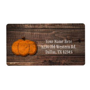 Etiqueta Convite de Outono de Halloween de Abóbora de Madei