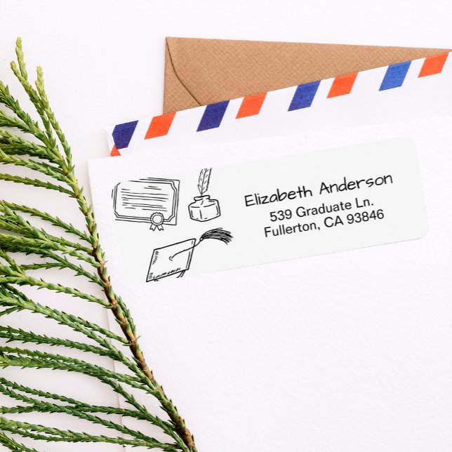 Etiqueta Convite de Volta para Graduado Desenhado à Mão Mod (Criador carregado)