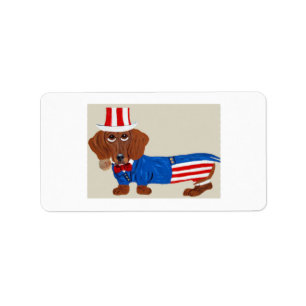 Etiqueta Convite do Tio Sam Dachshund