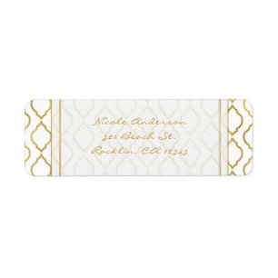 Etiqueta Convite Elegante Dourado e Branco de Glamour Marro