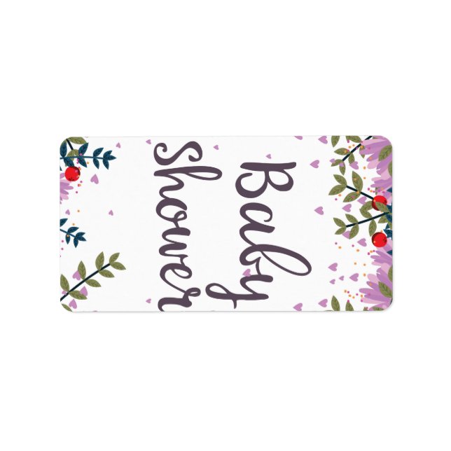 Etiqueta Convite Floral do chá de fraldas (Frente)