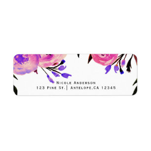 Etiqueta Convite Floral Moderno Brilhante Rosa e Roxo