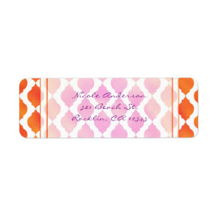 Etiqueta Convite Glam Árabe Marroquino Rosa e Laranja
