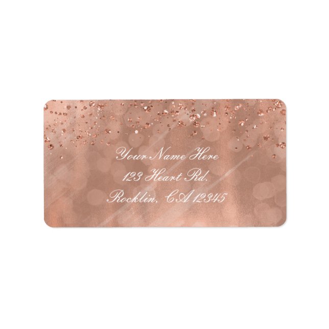 Etiqueta Convite Glamour Brilho Falso Dourado Rosa (Frente)