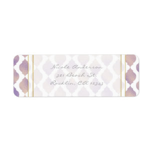 Etiqueta Convite moderno marroquino dourado roxo e branco