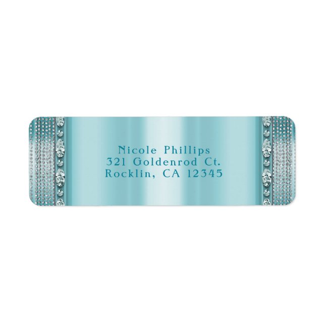 Etiqueta Convite para Bling de Diamante Azul Azul e Prata (Frente)