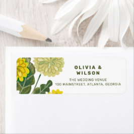 Etiqueta Convite para casamento verde e amarelo floral mode