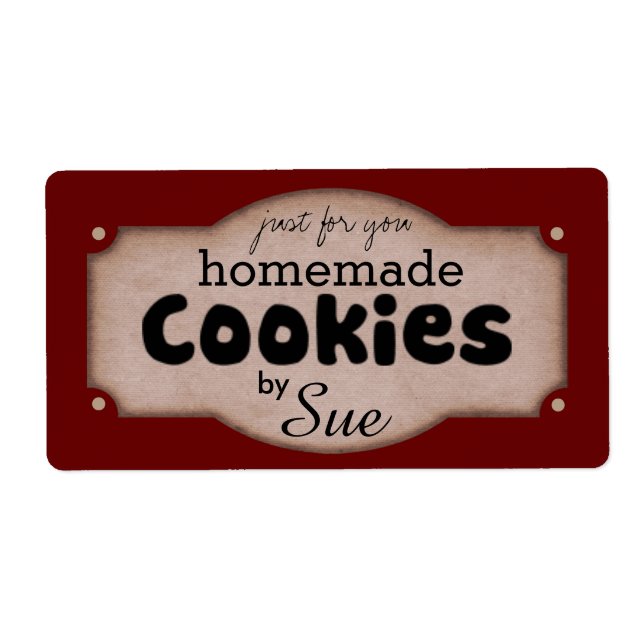Etiqueta Cookie de Vintage Personalizado fornecendo Rótulos (Frente)