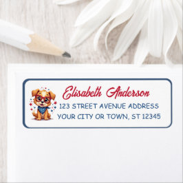 Etiqueta Cool Little Patriotic Dog Birthday