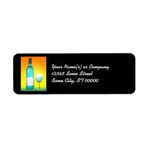 Etiqueta copo de vinho e garrafa: vitral
