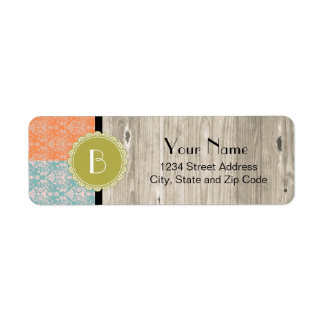 Etiqueta Cor damasco de Divisão Elegante com Monograma