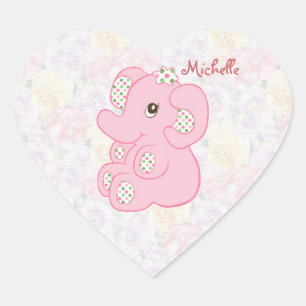 Etiqueta cor-de-rosa bonito do elefante do bebé