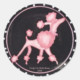 Etiqueta cor-de-rosa da caniche